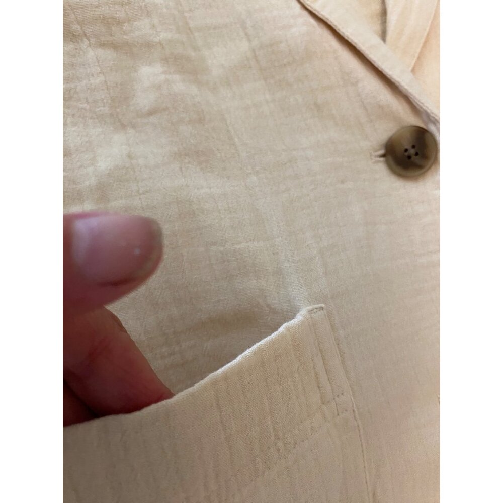 NWT Nordstrom Caslon Beige Cotton Blazer Lightweight Textured Jacket Medium - Picture 6 of 12